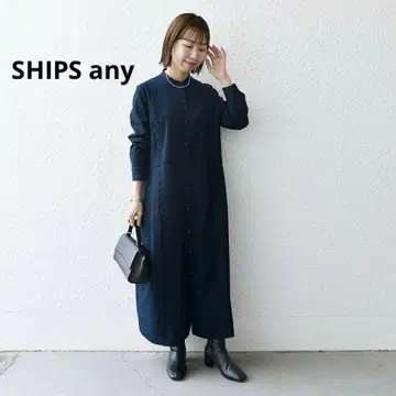 SHIPS any 세탁기 사용 가능 속기모 사이드 개더 셔츠 원피스