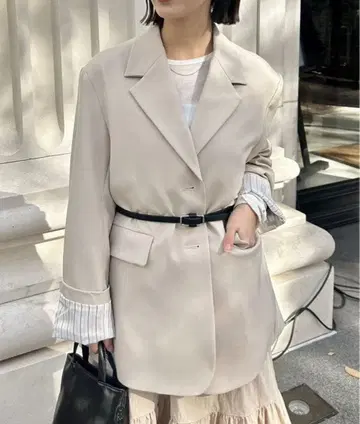 mystic 벨트 포함 테일러드 자켓 벨트 미포함 아우터 스트라이프