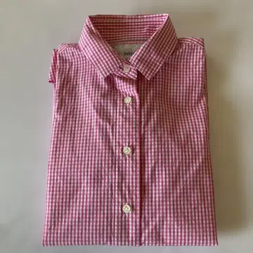 INED 핑크 깅엄 체크 긴팔 셔츠 면 100%