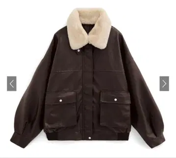 택 포함 새상품 GRL 그레일 퍼 티펫 포함 가죽풍 블루종 브라운