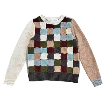 bulle de savon 뷔르데사봉 패치워크 울 100% 스웨터