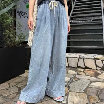 차오패닉 티피 데일리 이지 와이드 데님 색스 블루 M 택