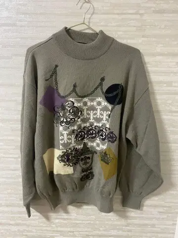 Yk2 레트로 PLAYBOY Collection 그레이 니트 스웨터