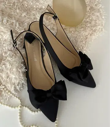 [새틴] 리본 2way 백 스트랩 뮬 블랙 뮬