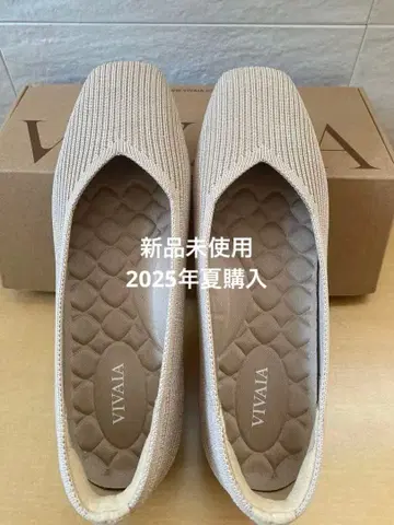 VIVAIA 베이지 스트라이프 플랫슈즈 36.5