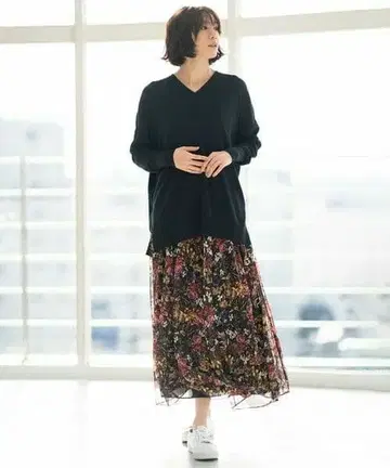 자유구 [ 기장 조정 가능 워셔블 ] 플뢰르 종아리 기장 스커트