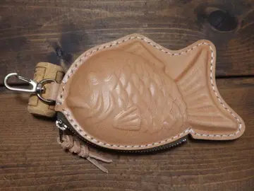 천연 가죽 도미빵 파우치 금속 고리 포함 도치기 가죽 사용