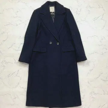 레어 빔즈 밸런디 원단 사용 멜톤 울 롱 코트 L 네이비
