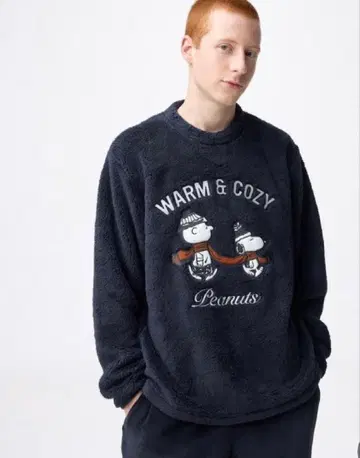 택 포함 새상품 GU 마쉬멜로우 필 라운지 세트 PEANUTS S 네이비