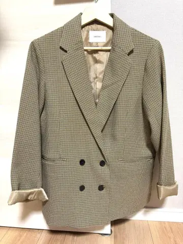 디스코트 체크 더블 브레스트 테일러드 자켓 M 사이즈