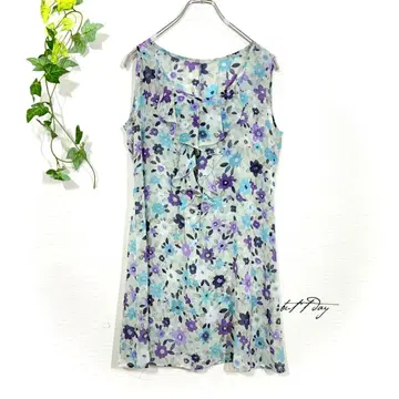 콤므앙팜 꽃무늬 시어 튜닉 (L) 슬리브리스 샤보 페미닌