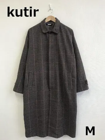 최종 A1223D05 [kutir] 체크 무늬 스텐카라 코트