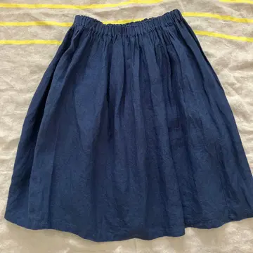 얀마 산업 개더 스커트 네이비 그레이 무릎 기장