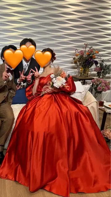 웨딩 드레스 테라코타 오렌지 컬러 드레스