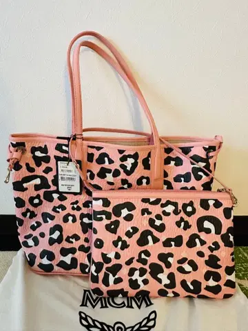 MCM 핑크 레오파드 토트백 세트