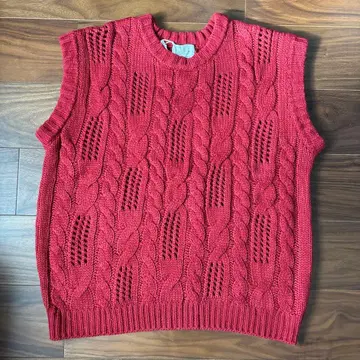 CHIGNON 케이블 짜임 니트 베스트 F 레드