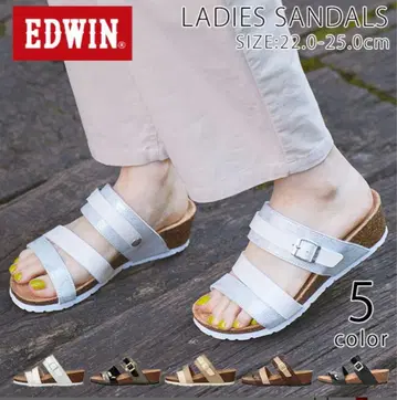 EDWIN 코르크 샌들 실버 25cm