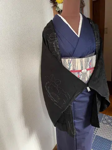 겉옷 블랙 꽃무늬 앤티크