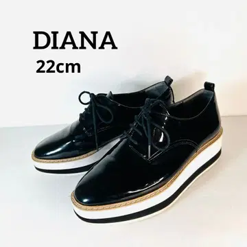 다이애나 에나멜 로퍼 KW43368 블랙 통굽 레이스업 23.5cm