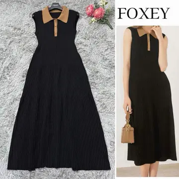 새상품급 '24년 현행 폭시 BIRDIE 니트 롱 원피스 블랙