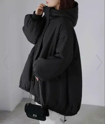 충전솜 몬스터 후드티 블랙 오버 사이즈 코트