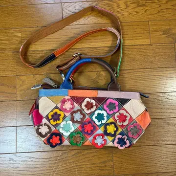 멀티 컬러 꽃무늬 패치워크 숄더백