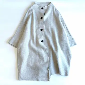 최근 모델 메후 센소유니코 비대칭 롱 코트 라이트 그레이 38