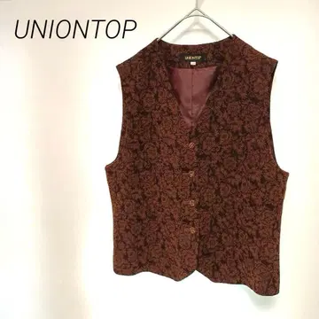 UNIONTOP 브라운 꽃무늬 베스트 사이즈 11 앞 버튼 캐주얼