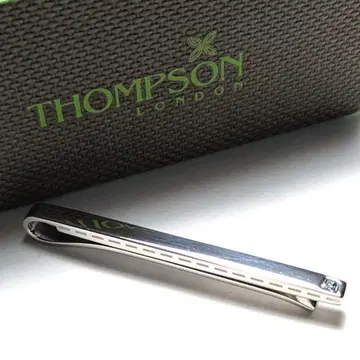 tst72 영국제 톰슨 넥타이 클립/넥타이핀 실버 x 블루 유리 슬림