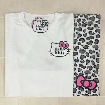헬로키티 돈키 한정판 반팔 상하의 세트 룸웨어 레오파드 무늬 블랙 L