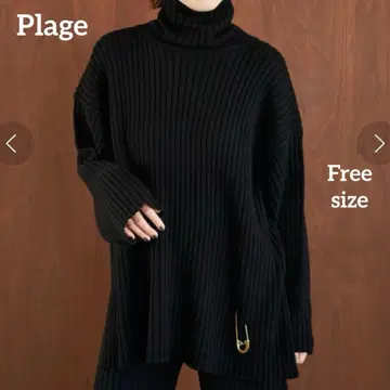 Plage 플라주 와이드 립 터틀 니트 블랙