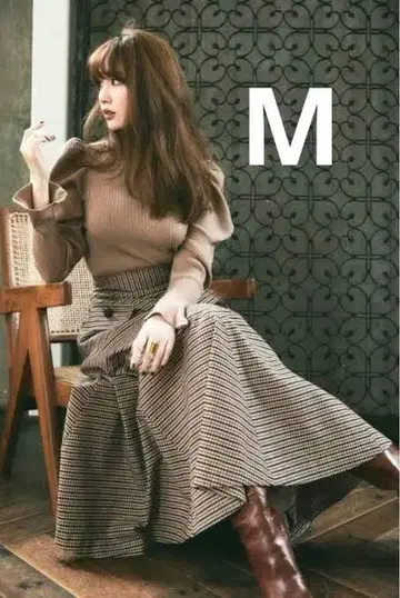 herlipto 하이라이즈 쉘 체크 스커트 M