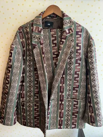 기하학 패턴 테일러드 자켓과 팬츠 세트