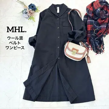 MHL. 마가렛호웰 벨트 숄카라 셔츠 원피스 블랙