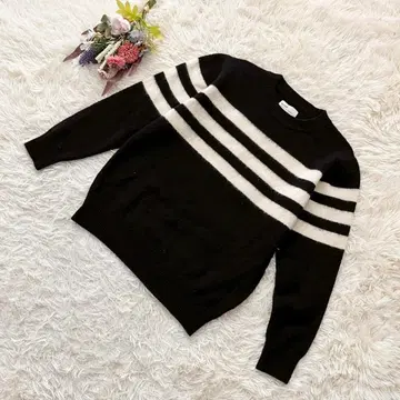 [ ALLEGE ] 알레지 니트 스웨터 긴팔 보더 울 100% 일본제