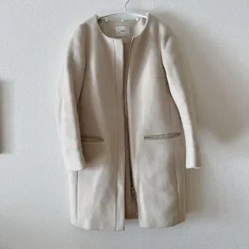IENA 이에나 울 노카라 코트 베이지 더블 지퍼 S
