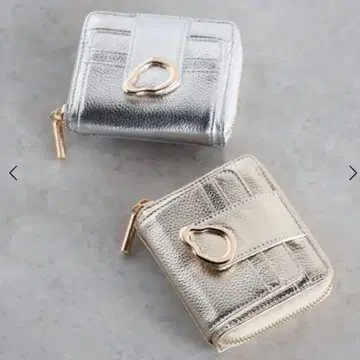 Vin 라운드 지퍼 메탈릭 가죽 미니 지갑