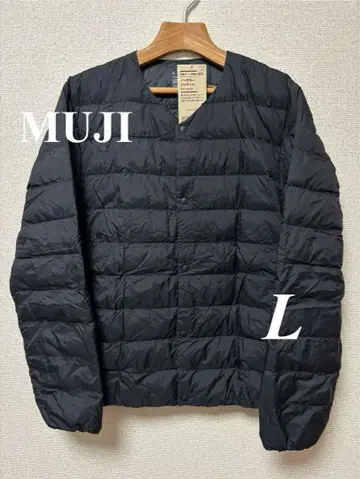 [ 무인양품 ] 경량 다운 노카라 자켓 (대전 방지 안감) L 블랙