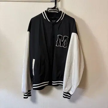 바시티 자켓 블랙/화이트 M 자수