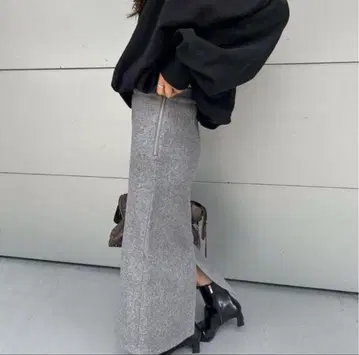 자라 플러시 저지 펜슬 스커트 그레이 S