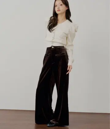 chico 금장 버튼 벨로아 슬랙스 팬츠 미사용 새상품