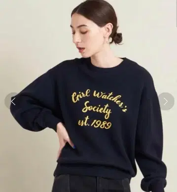 BEAUTY&YOUTH 자수 로고 크루넥 니트 풀오버