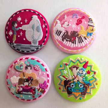 디즈니 자수 캔뱃지 4세트