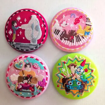 디즈니 자수 캔뱃지 4세트