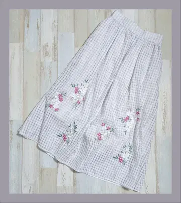 10 [새상품급] Chesty 깅엄 체크 롱 스커트 라벤더