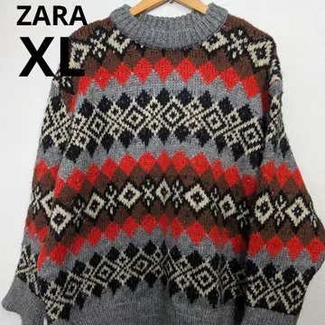 ZARA XL 오버 사이즈 자카드 니트 스웨터