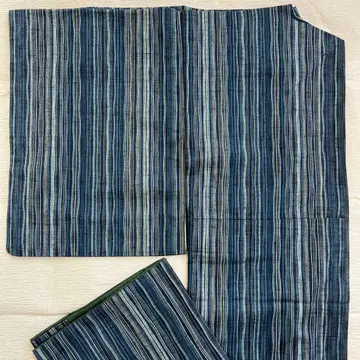 순수 실크 엇갈린 세로 줄무늬 기모노