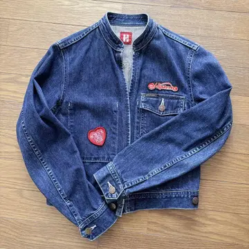 유즈드 데님 스탠드 카라 크롭 데님 자켓