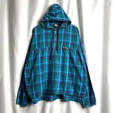 90s USA제 NO FEAR 하프 스냅 체크 후드