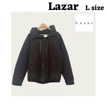 Lazar 블랙 충전솜 다운 후드 부착 아우터